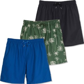 Real Essentials 3 Pack: Men's 7" Quick-Dry Swim Trunk with with Mesh Lining (Available in Big & Tall), Set 6, Medium