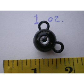 Unbranded 25 PCS. FLUKE EAR BALL JIGS 1 OZ. BLACK WITH SILVER 3D EYE & #2 BRASS EYE