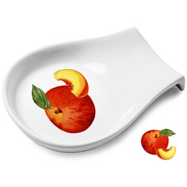 Reposapiés de cuchara de melocotón, soporte de cuchara blanca para encimera de estufa, soporte de cuchara de cerámica para encimera de cocina, decoración de cocina, 5.5 pulgadas