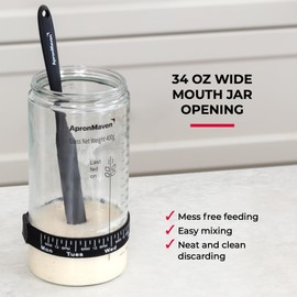 Complete Sourdough Starter Kit – Glass Jar with Lid, Kitchen Scale and More | Useful Birthday Gifts for Women, Bakers, Mom, Wife Christmas Gift Idea | Make Homemade Artisan Bread | Care for Your Sourdough Starter
