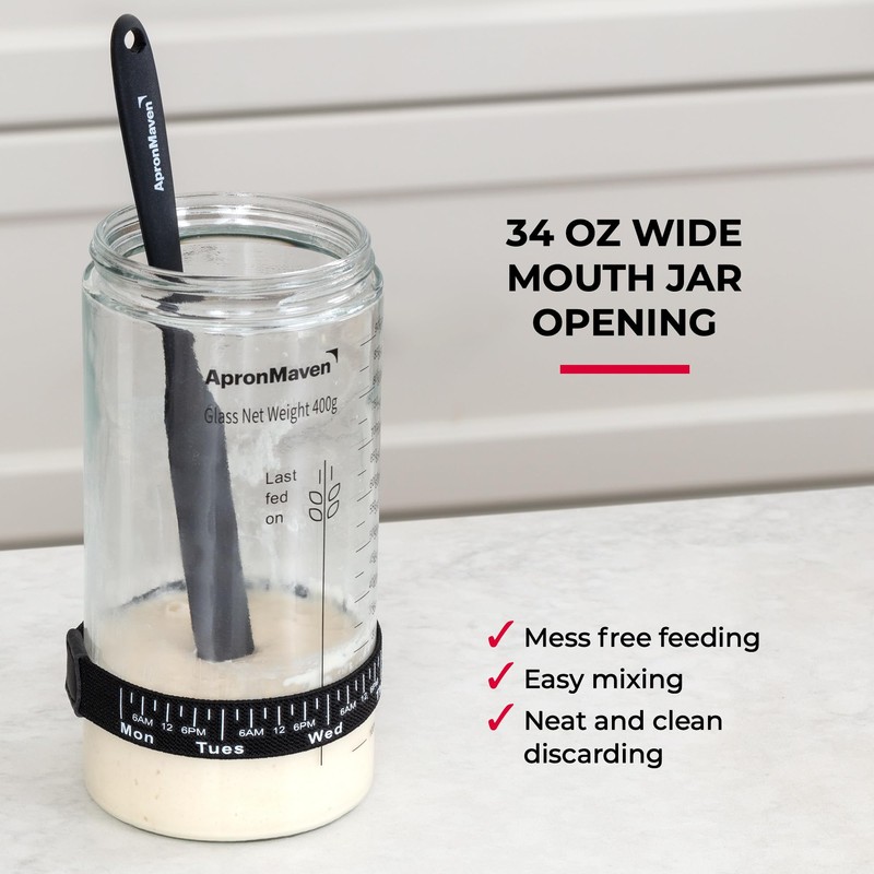 Complete Sourdough Starter Kit – Glass Jar with Lid, Kitchen