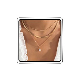 Ushiny Boho Necklace with Multilayer Pendant, Golden Necklace with Pendant, Chain, Crystal Necklace for Women and Girls, Plastic