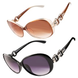 RRICHH 2 Pairs Polarised Sunglasses Womens Retro Trendy Oversized Driving Ladies Shades UV400 Sun Protection Over Glasses Sun Glasses Y2K Square Foldable Sunglasses for Women