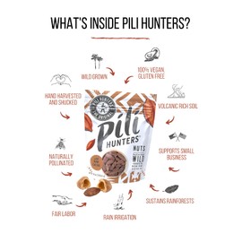 Pili Hunters - Wild Sprouted Pili Nuts, Raw Cacao (4 oz Bag) Vegan Snack for Low Carb Energy, Gluten Free, Superfood, As Seen on Shark Tank