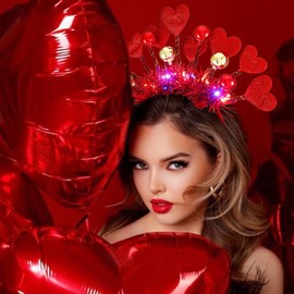 Reaky Heart Headband, Valentine's Day Headbands, Red Flower Headband, Festival, Party, Costume, Hair Accessories for Women