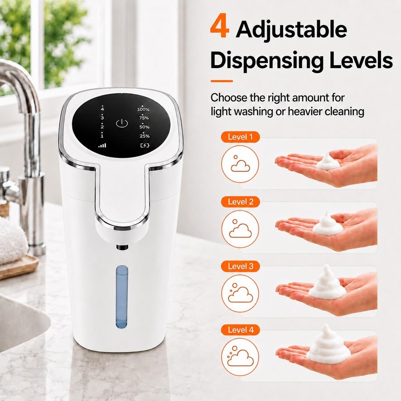Automatic Foaming Soap Dispenser Touchless, USB Rechargeable