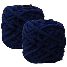 HOIRIX 2 Pack Blanket Yarn,Chunky Chenille Yarn,100g/3.5oz Fluffy Plush Yarn Thick Yarn for Crocheting,Knitting,DIY Craft (Navy blue, 2 Pack)