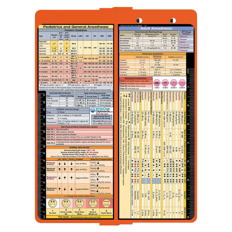 Whitecoat Clipboard - Vertical - Orange- Anesthesia Edition