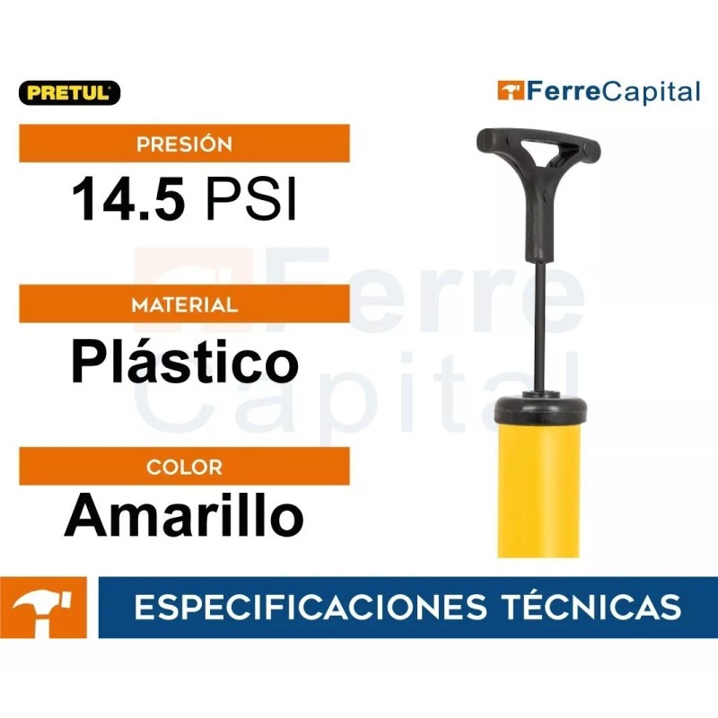 Pretul Bomba Manual Para Inflar Balones Pretul 21695 Color Amarillo