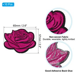 PATIKIL Rose Red Rose Embroidered Patch Applique, 10 Pcs Rose Sew on Iron on Decorative Patches for Repair Decoration Clothing Hats Jackets Backpack, 2.6"Lx2.2"W