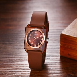 Avaner Women's Silicone Wrist Watches: Square Analog Quartz Simple Dial Soft Band Watches for Women