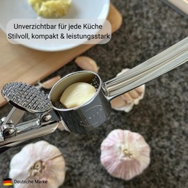 KIMIJO® Garlic Press - Robust & Ergonomic Garlic Press for Effortless Pressing - Dishwasher Safe & Rustproof - Perfect for Fresh Garlic and Ginger