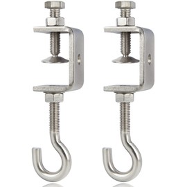 Wekboss Small Stainless Steel C Clamps 1.85 In and Heavy Duty Metal Hanging Bolt Hook/Threaded Screw Hook, With Protective Pad （2 Pcs）