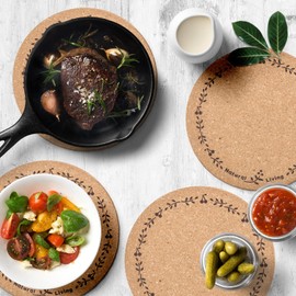 Round Cork Trivet Hot Pads for Kitchen Cork Trivets for Hot Dishes, Pots, Pans, Baking Sheets Cork Trivet Hot Pads for Hot Plates for Table, Countertop, Kitchen