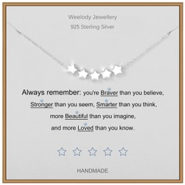 Inspirational Necklace, 925 Sterling Silver Five-Star Necklace, Inspirational Gifts for Women, Dainty Birthday Gift, Elegant Star Pendant, Inspirational Jewellery for Women