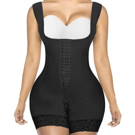 Lukovee Fajas Colombianas Reductoras Postparto para Mujer, Mujeres Shapewear Tummy Control de Cintura Mujeres con Cremallera Entrepierna, Shapewear Faja Alta Compresión Refuerzo Abdomen