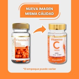 JUVETERNAL Cápsulas Faciales de Vitamina C 2x1 90 cápsulas c/u Twist-Off Ilumina, Hidrata y Protege tu Piel