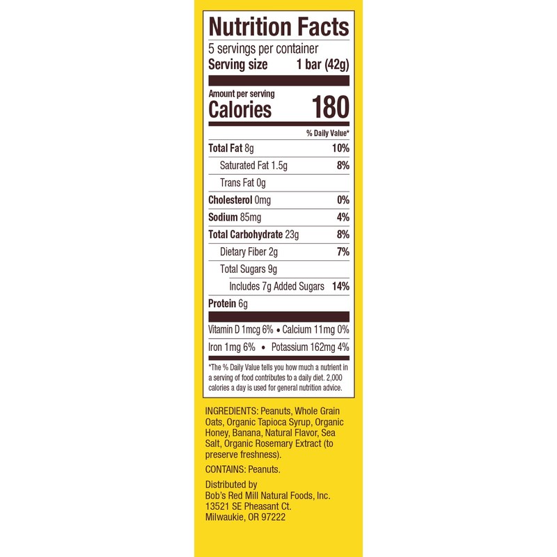 Bob's Red Mill Peanut Butter Banana & Oats Snack Bar,
