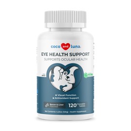 Eye Support for Dogs - 120 Chewable Tablets - Supplements for Vision, Eye Vitamins for Dogs, with Cod Liver Oil Antioxidant, Omega 3 EPA and DHA Fatty Acids.