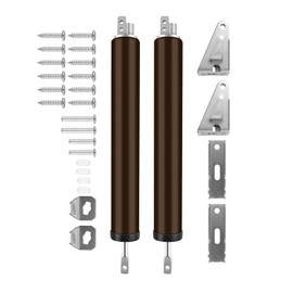 2 PCS Screen and Storm Door Closer Kit, Heavy Duty Pneumatic Screen and Storm Door Closer, Screen and Storm Door Push Button Latch Set Replacement Kit, Adjust Smooth Closing Speed (Brown)