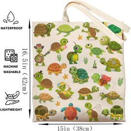 DOOX Turtle Canvas Tote Bag, Reusable - Shopping/Grocery/Beach/Gifts Bag - Birthday & Christmas Turtle Gifts for Women