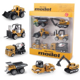 Coolplay Construction Vehicles Toy Set for Kids, Little Truck Cars Toy Roller Bulldozers Forklift Excavator Asphalt Car Dump for Boys 3 Years Old