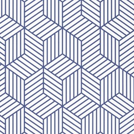 WENMER 17.71"x118" Geometric Hexagon Wallpaper Peel and Stick Wallpaper Blue White Contact Paper Geometric Contact Paper Removable Self Adhesive Wallpaper Vinyl Film for Shelf Drawer Home Use