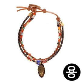 Blessed Buddhist Gemstone Leather Bracelet for Wealth - Dragon Zodiac (Chinese Zodiac Animal Series) Bracelet