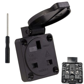 IP54 Outdoor Plug Socket Waterproof, Outdoor Socket with Screwdrive, 250V/13A Type G Plug Wall Outlet, 3 Pin Industrial Sockets With Cover suitable for Outdoors Electrical, Warehouse, Enginnering