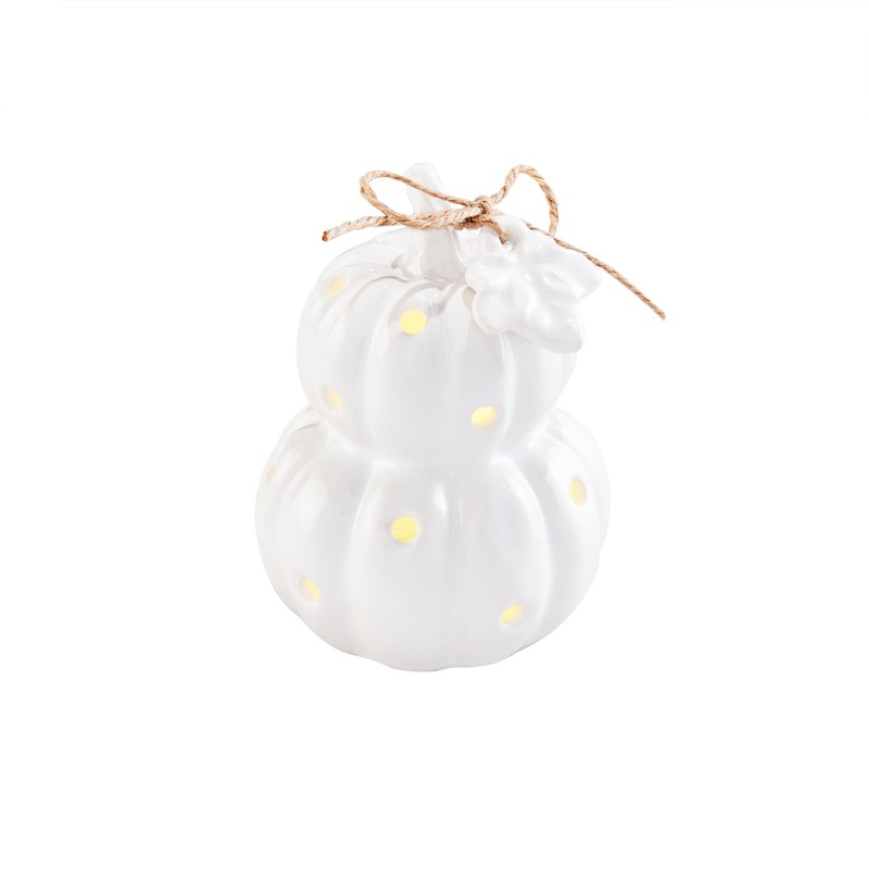 Mud Pie White Pumpkin Light Up Sitter, 4.75" x 3.75"
