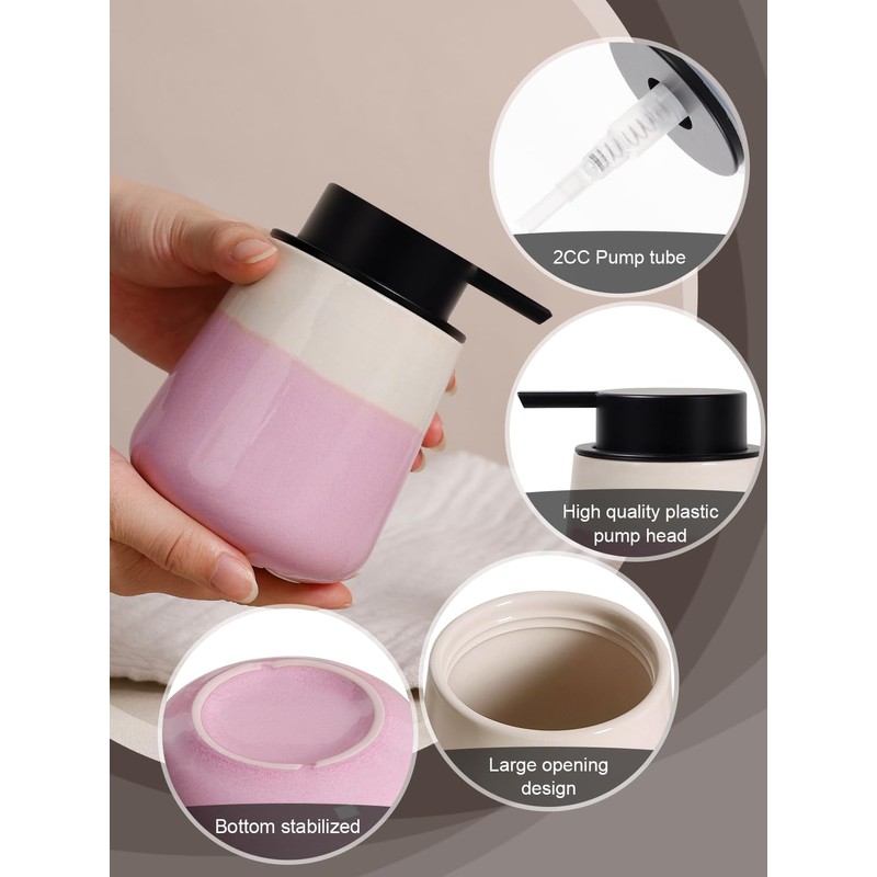 INGOFIN Ceramic Foaming Soap Dispenser - 12oz Foam Hand Soap