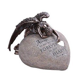 Pacific Giftware PT Weeping Winged Angel Heart Rock Polyresin Decorative Figurine Urn