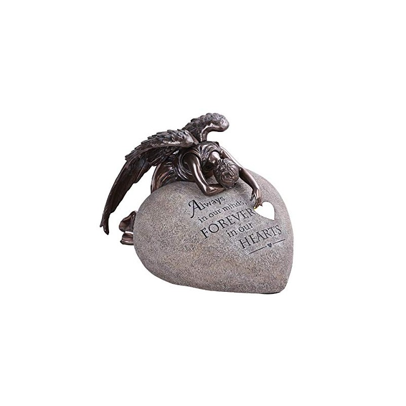 Pacific Giftware PT Weeping Winged Angel Heart Rock Polyresin Decorative