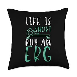 College Rowing And Sculling Cardio Gym Apparel Erg Ergometer Exercise Machine Rowing Workout Throw Pillow, 18x18, Multicolor