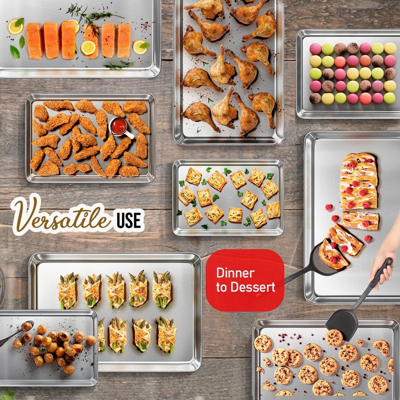 JoyTable Aluminum Baking Sheet Set, 3 Pack Sheet Pan, Commercial