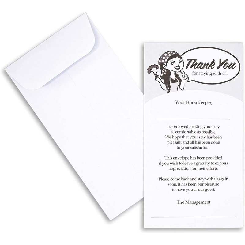 Juvale Tip Envelopes for Housekeeping - 3.5 x 6.5 Inches,
