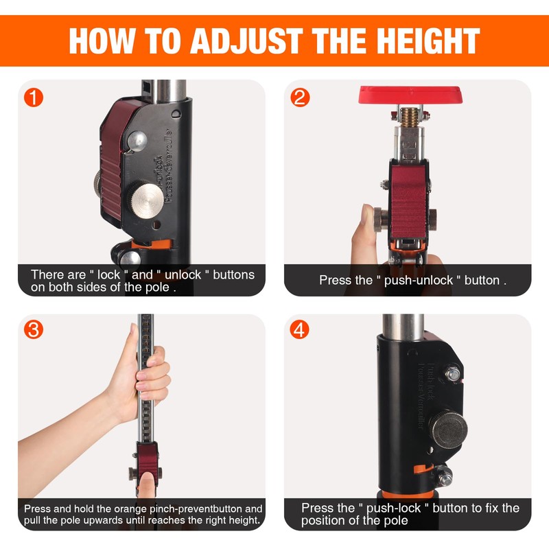 SMTOER Cabinet Jacks, Adjustable Support Pole, Third Hand Tool, Extends