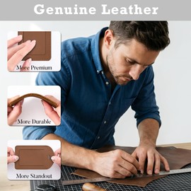 Mayski Genuine Leather Luggage Tags for suitcases, 3 Pack Durable Travel Bag Tags with Privacy Flap, Travel Essentials TSA Approved, Brown