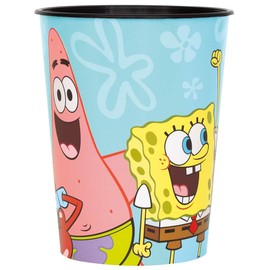 Unique SpongeBob SquarePants Plastic Stadium Cup - 16oz (1 Pc) - Fun & Multicolor Party Favor for Kids' Parties & Events