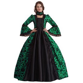 Abaowedding Women's Victorian Rococo Dress Inspiration Maiden Costume Vintage Dress XXL Green