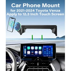 AbeeyGeomarn Car Phone Holder for Toyota Venza 2021-2024 Accessories Apply to 12.3 Inch Touch Screen 15W Fast Wireless Charger Screen Fixed Clip Cell Phone Mount Hands-Free 360 Degree Rotation