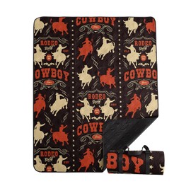 Smell Sunshine Outdoor Picnic Blanket,Portable Sandproof Waterproof Picnic Mat,West Cowboys Printed Camping Beach Mat for Sand and Wet Grass Hiking (West Cowboys L)