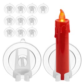 OSALADI 12Pc Window Candle Holder Clamps with Suction Cups for Flameless Electric Candles Secure Battery Operated Candle Lights on Smooth Windows or Tiles for Home Party Decor 1.69In