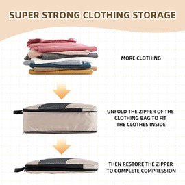 6 Set Compression Packing Cubes for Travel, Upgrade Travel Accessories for Suitcase Organizer Bags Set, Expandable Packing Organizers, Lightweight Vacation Organizer Travel Bags (Beige)