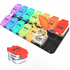 Extra Large Weekly Pill Box, 7 Days Morning and Evening Twice Daily XL Pill Box for Vitamins and Supplements, Airtight and Removable Design, Ideal for Daily Use
