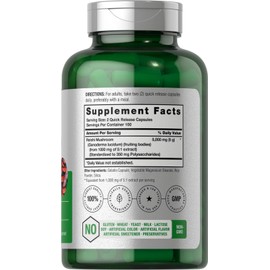 Horbäach Reishi Mushroom Capsules | 5000mg | 200 Count | Non-GMO and Gluten Free Extract Supplement