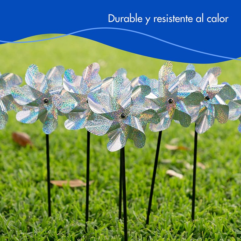 8-Pack Bird Deterrents for Outside - Reflective Pin Wheels for