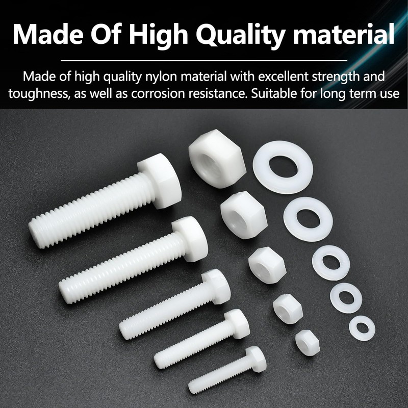 M4 M5 M6 M8 M10 White Nylon Hex Bolt Nut