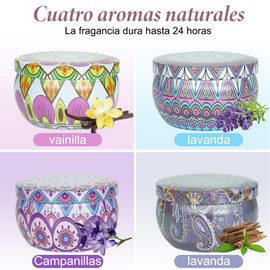 Velas Aromáticas,Juego de 4 Piezas Velas Perfumadas para Mujer,Vela de Aromaterapia Relajantes,100% Pura Cera de Soya, Regalo Perfecto para Mujeres, Perfecto para aniversarios, Navidad ect. (Estilo 3)