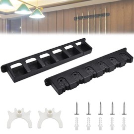 CODIRATO 2 Piece Billiard Wall Mount Billiard Cue Holder Cue Holder Set with Cotton Black Billiard Stick Holder 6 Pool Cue Stand Plastic Billiard Cue Accessories for Billiard Players